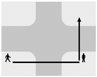 Do not cross diagonally over a junction