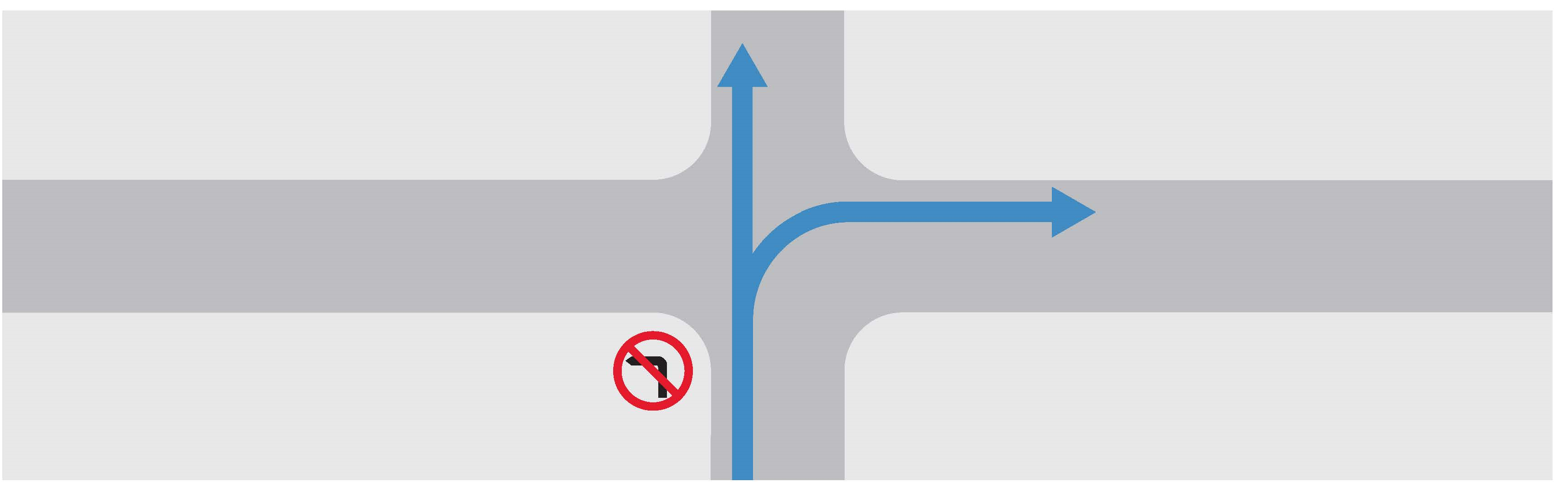 禁止轉左的路口示意圖