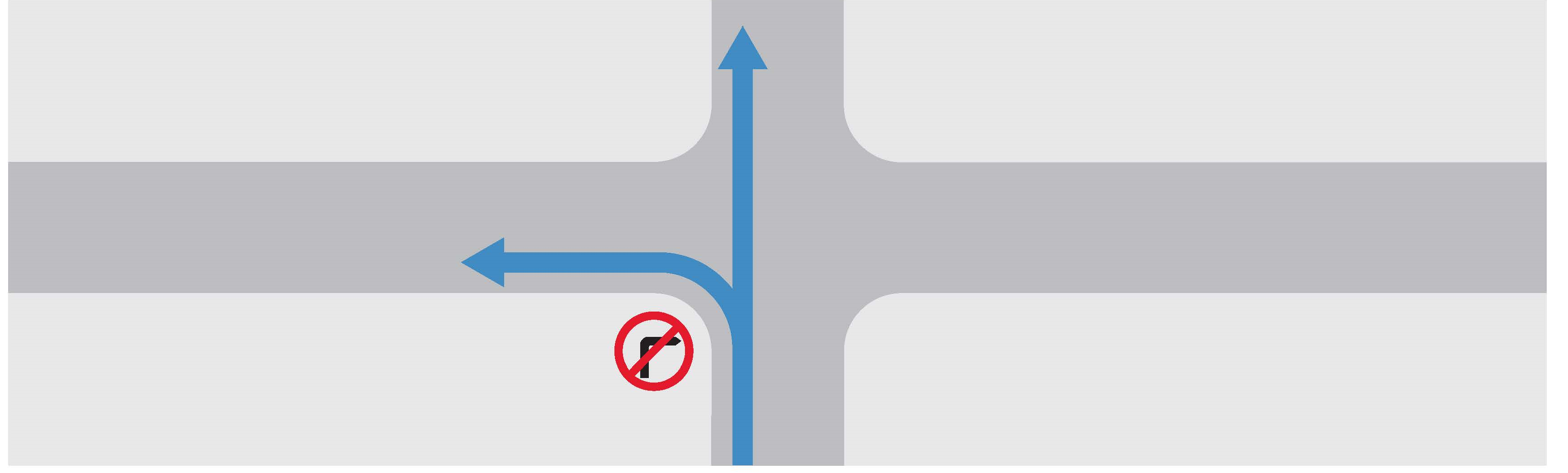 禁止轉右的路口示意圖