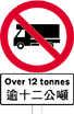 禁止超過所示車輛總重量的貨車駛入的標誌牌