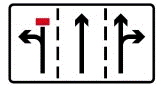 Sign showing lane indication arrows for each lane or temporary lane closure at junction ahead