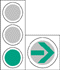 示意駕駛人可以轉右，也可向其他方向行駛的燈號