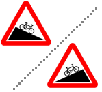 Steep gradient on cycletrack section ahead