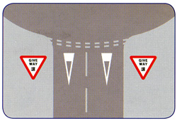 When entering a roundabout 