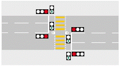 交通燈與行人過路燈的擺放位置圖