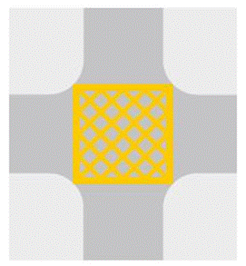 黄色「方格路口」的道路标记