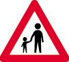 Warning sign -- pedestrians on or crossing road ahead