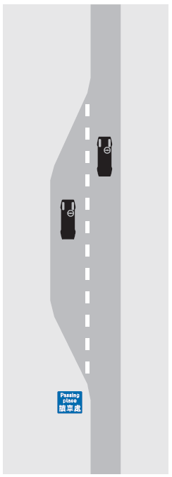 讓路給迎面或尾隨車輛駛過的示意圖