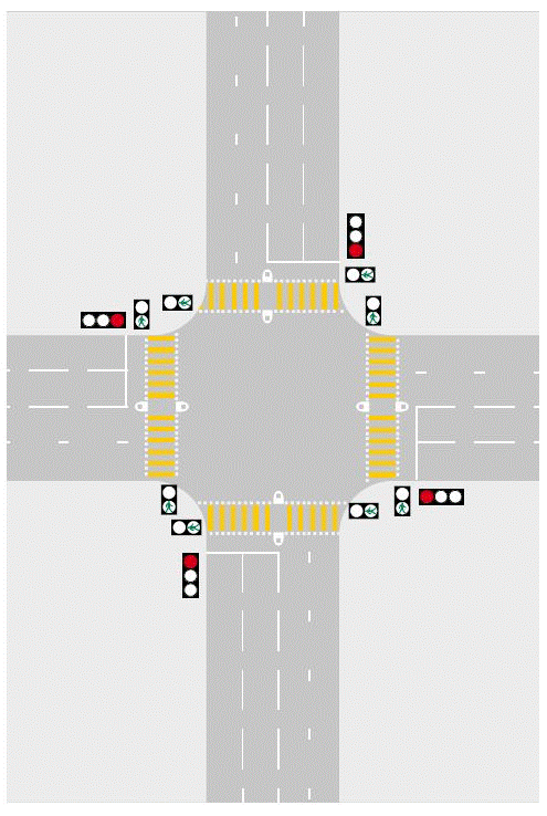 十字路口的綠色人像過路處示意圖