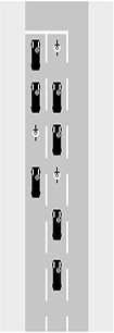 電單車在車綫內正中位置駕駛示意圖