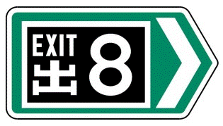 Direction sign showing exit number along strategic route