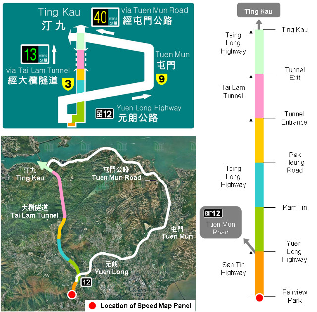 Description of Routing to Ting Kau via Tai Lam Tunnel