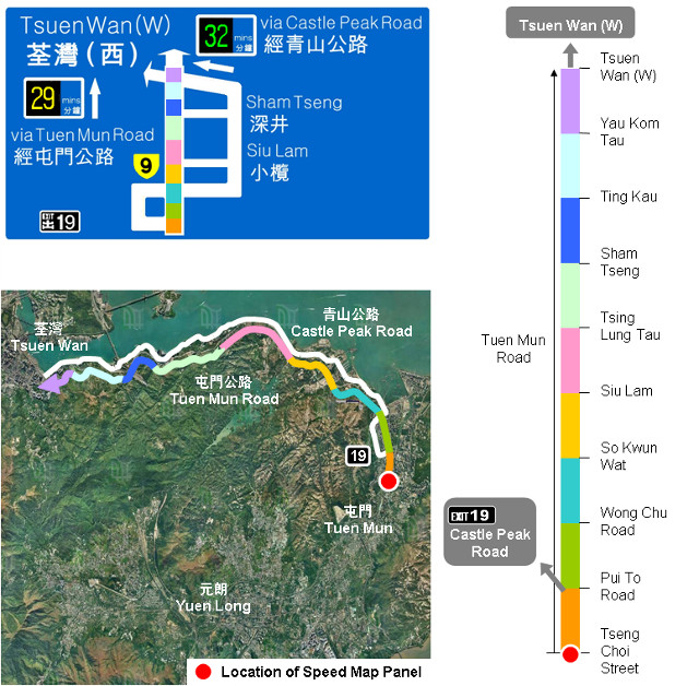 Description of Routing to Tsuen Wan (W) via Tuen Mun Road
