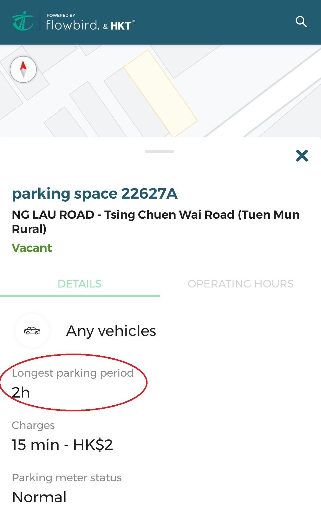 Screen Shot of Longest Parking Period in HKeMeter