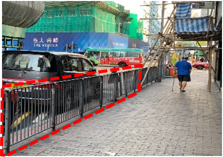Before implementation of Decluttering of non-essential railings implemented in pilot areas