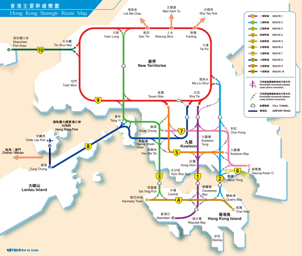 香港主要幹線簡圖 