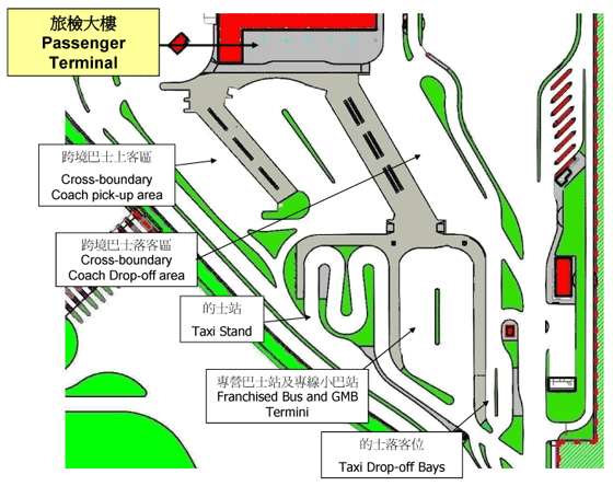 深圳湾口岸 (港方口岸区) 公共运输交汇处的交通及运输设施