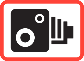 前面有超速摄影机告示牌