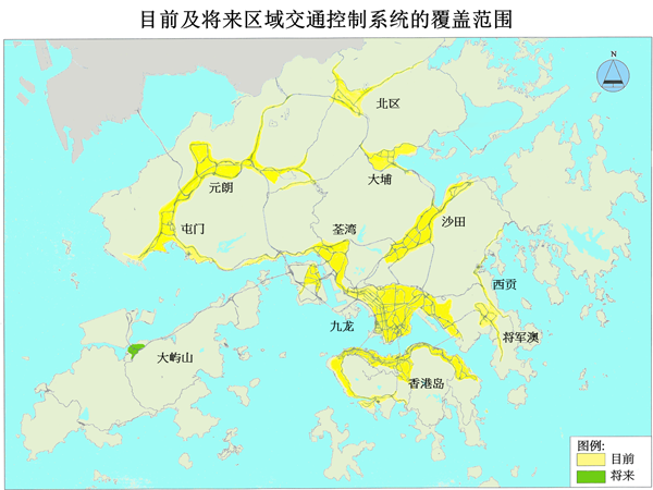 目前及将来区域交通制系统的复盖范围 目前及将来区域交通制系统的复盖范围