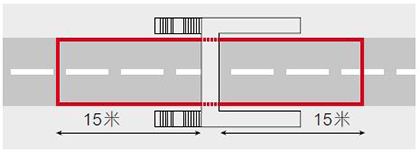 不得在行人天橋兩旁15米內過馬路示意圖