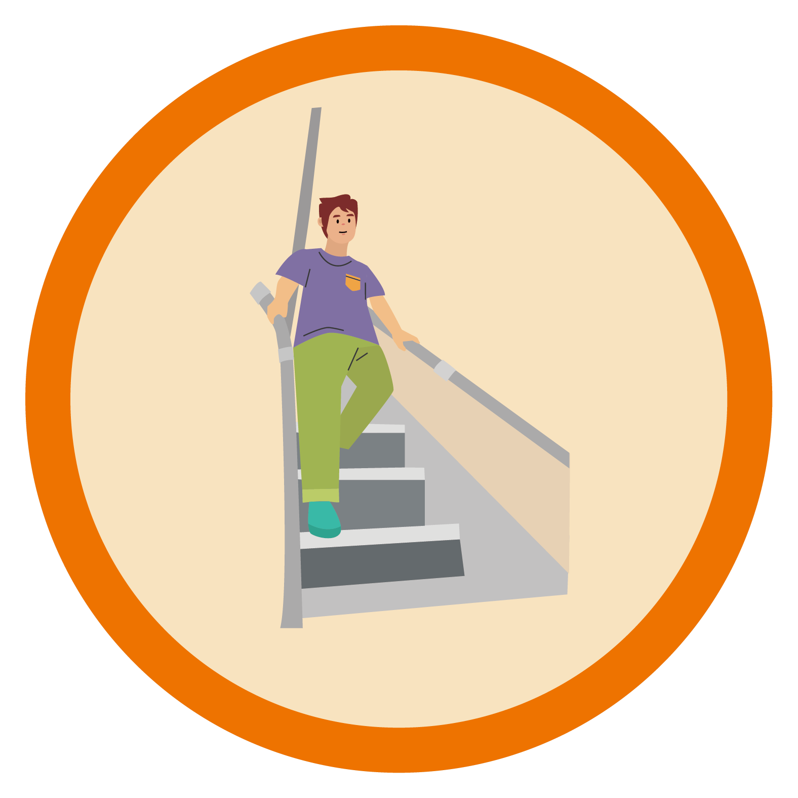 Hold the handrail when using the stairs