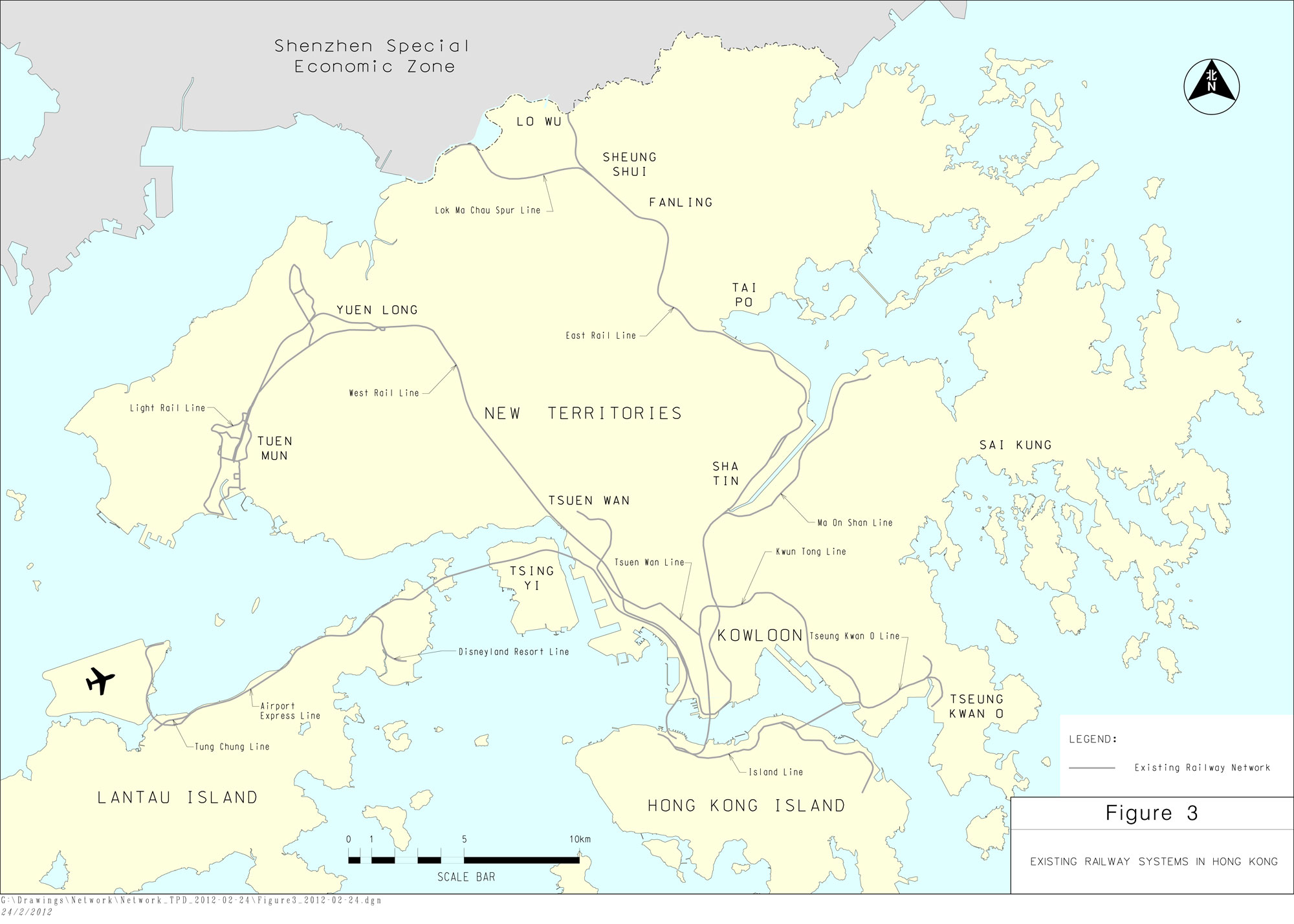 Figure 3 shows the existing railway systems in Hong Kong