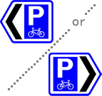Direction sign to a cycle parking place