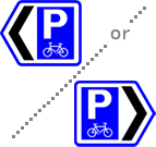 Direction sign to a cycle parking place Direction sign to a cycle parking place